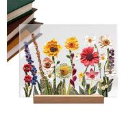 decoración colorida pintada del modelo de flor, decoración de acrílico del vidrio de imitación - Atrapasueños floral pintado creativo - Decoración del hogar hecha a mano con diseño floral, captador de