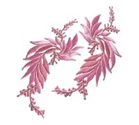 Decoración con apliques bordados, Parches Termoadhesivos Hojas Multicolor 18x8 cm 2uds(Small Pink)
