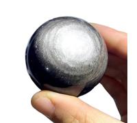 Decoración con cuentas de cristal, Bola de cristal obsidiana plateada, esfera decorativa for meditación, regalo Feng Shui, 3-10 cm(10cm)