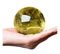 Decoración con cuentas de cristal, Esfera de cristal citrino con soporte for decoración Feng Shui del hogar y la oficina, color amarillo, 30-80 mm(80mm)