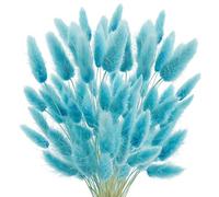 Decoración con hierba de pampa seca, Paquete de 20-120 flores secas de cola de conejo multicolor(Teal Blue,100Pcs)