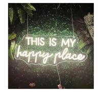 Decoración con luces de neón Lámpara relajante "Este es mi lugar feliz", letreros de neón para decoración paredes y habitaciones(55X24cm)