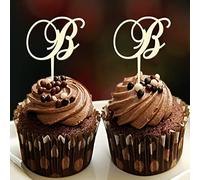 Decoración con monograma de letra B para cupcakes, inicial de una sola letra para boda, compromiso, fiesta, recuerdos, romance, reutilizable, corona botánica, personaliza tus propios adornos para