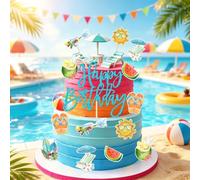 decoracion costera tarta tropical playa cumpleaños veraniego