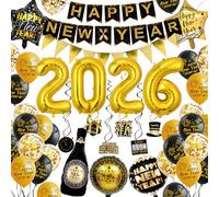 Decoracion Cotillon Nochevieja 2026,Set Decoración Cotillon Fin Año Globos 2026,Globos Dorados Pancarta Feliz Año Nuevo,Decoraciones Happy New Year