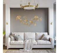 Decoración Creativa De Arte De Pared De Metal 3D Decoración De Pared De Hoja De Ginkgo Hecha A Mano, Esculturas for Colgar En La Pared for La Sala De Estar del Hogar,[Nivel de energía A]147 x 58,5 cm