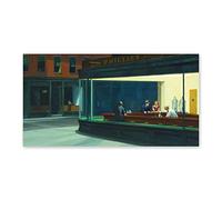 Decoracion Cuadro Lienzo-Edward Hopper-'Halcones Noctámbulos'-Reproducciones de Pinturas en Lienzo-Famoso Lienzo Arte de la Pared Carteles e Impresiones 50x100cm(20x39in)sin marco