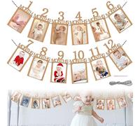 Decoracion Cumpleaños 1 año, Fotos 12 Meses Bebé Papel Kraft Decoración Cumpleaños 1 Año, Tarjetas Cuerda Yute Pegamento Aguja Plástico, Pancarta Fiesta Cumple Mes Regalo Recuerdo Recién Nacidos