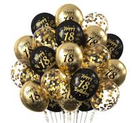 Decoracion Cumpleaños 18 Años, Globos 18 Años Cumpleaños, Globo Decoraciones Oro Negro para Fiesta Cumpleaño