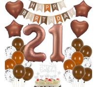 Decoración cumpleaños 21 años marrón, Globos 21 años marrón globos, Decoración 21 cumpleaños mujer hombre, Globo 21 beige marrón, Decoración fiesta 21 cumpleaños, Globos Cumpleãnos 21 marrón