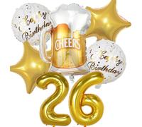 Decoracion Cumpleaños 26 años, Globos de Cumpleaños 26 años Dorado, Globos 26 Cumpleaños Decoracion 26 Cumpleaños Oro, Globo Botella de Cerveza Decoración para Fiesta de 26 Cumpleaños Mujer Hombre