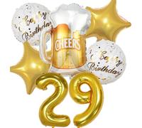 Decoracion Cumpleaños 29 años, Globos de Cumpleaños 29 años Dorado, Globos 29 Cumpleaños Decoracion 29 Cumpleaños Oro, Globo Botella de Cerveza Decoración para Fiesta de 29 Cumpleaños Mujer Hombre