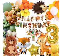 Decoracion Cumpleaños 3 Año, decoración de cumpleaños de animales del bosque,Fiesta Cumpleaños Infantil,Globos Animales de Selva,Globos Jungla Cumpleaños Niño Niña Baby Shower