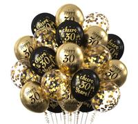 Decoracion Cumpleaños 30 Años, Globos 30 Años Cumpleaños, Globo Decoraciones Oro Negro para Fiesta Cumpleaño
