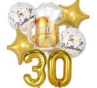 Decoracion Cumpleaños 30 años, Globos de Cumpleaños 30 años Dorado, Globos 30 Cumpleaños Decoracion 30 Cumpleaños Oro, Globo Botella de Cerveza Decoración para Fiesta de 30 Cumpleaños Mujer Hombre