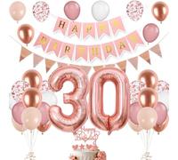 Decoración ¡Cumpleaños 30 Años Oro Rosa, Globos para Mujeres, Chicas, y Decoración de Fiesta