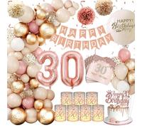 Decoracion Cumpleaños 30 Mujeres,KQMGJYB Globos 30 Cumpleaños Beige Vintage Rosa Blanco Globo Guirnalda con LanternTable Decoration para Mujeres