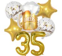 Decoracion Cumpleaños 35 años, Globos de Cumpleaños 35 años Dorado, Globos 35 Cumpleaños Decoracion 35 Cumpleaños Oro, Globo Botella de Cerveza Decoración para Fiesta de 35 Cumpleaños Mujer Hombre