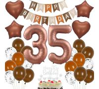 Decoración cumpleaños 35 años marrón, Globos 35 años marrón globos, Decoración 35 cumpleaños mujer hombre, Globo 35 beige marrón, Decoración fiesta 35 cumpleaños, Globos Cumpleãnos 35 marrón