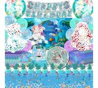 Decoracion Cumpleaños 4 Años Sirena, Globos Sirena, Fondo Sirenita Ariel Cumpleaños, Stickers, Mantel Fiesta, Mantel y Platos Servilletas, Decoración 4 Años Ariel, Un Compañero de Fiesta Perfecto
