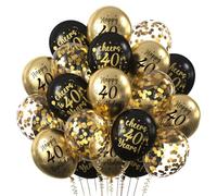 Decoracion Cumpleaños 40 Años, Globos 40 Años Cumpleaños, Globo Decoraciones Oro Negro para Fiesta Cumpleaño
