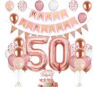 Decoracion Cumpleaños 50 Años Oro rosa, Globos Cumpleaños 50 Años para Mujeres, Globos 50 Cumpleaños, Globos de Cumpleaños 50 Años, Decoracion 50 Años Cumpleaños para Mujer Chicas Decoración de Fiesta