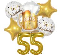 Decoracion Cumpleaños 55 años, Globos de Cumpleaños 55 años Dorado, Globos 55 Cumpleaños Decoracion 55 Cumpleaños Oro, Globo Botella de Cerveza Decoración para Fiesta de 55 Cumpleaños Mujer Hombre