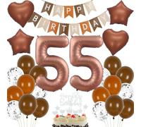 Decoración cumpleaños 55 años marrón, Globos 55 años marrón globos, Decoración 55 cumpleaños mujer hombre, Globo 55 beige marrón, Decoración fiesta 55 cumpleaños, Globos Cumpleãnos 55 marrón