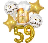 Decoracion Cumpleaños 59 años, Globos de Cumpleaños 59 años Dorado, Globos 59 Cumpleaños Decoracion 59 Cumpleaños Oro, Globo Botella de Cerveza Decoración para Fiesta de 59 Cumpleaños Mujer Hombre
