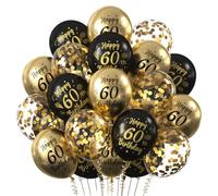 Decoracion Cumpleaños 60 Años, Globos 60 Años Cumpleaños, Globo Decoraciones Oro Negro para Fiesta Cumpleaño