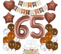 Decoración cumpleaños 65 años marrón, Globos 65 años marrón globos, Decoración 65 cumpleaños mujer hombre, Globo 65 beige marrón, Decoración fiesta 65 cumpleaños, Globos Cumpleãnos 65 marrón