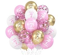 Decoracion Cumpleaños 7 Años, Globos 7 Años Cumpleaños, Globo Decoraciones Oro Rosa Blanco para Fiesta Cumpleaño