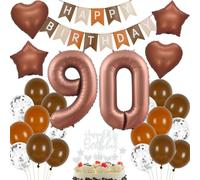 Decoración cumpleaños 90 años marrón, Globos 90 años marrón globos, Decoración 90 cumpleaños mujer hombre, Globo 90 beige marrón, Decoración fiesta 90 cumpleaños, Globos Cumpleãnos 90 marrón