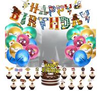 Decoración Cumpleaños, Cumpleaños Decoracion, Globos de Cumpleaño, Cupcake Toppers, Banderola Cumpleaño para Fiesta Cumpleañoo Niños (A)