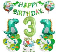 Decoración cumpleaños de dinosaurio 3 años, globo de cumpleaños de dinosaurio con guirnalda de feliz cumpleaños, decoración cumpleaños dinosaurio 3 años niño, decoración fiesta cumpleaños 3 años