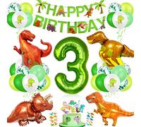 Decoracion Cumpleaños Dinosaurios, Globos de Cumpleaños Dinosaurios, Globo Numero 3 Verde, Globos Dinosaurios, Globos Grandes Gigantes Helio, Globos de Cumpleaños 3 Años