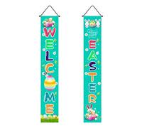 Decoración Cumpleaños Hombre Happy Easter Porch Banner Bunny Egg Rabbit Party Letrero de Puerta Delantera Colgante de Pared Decoraciones de Primavera y Suministros para el Serpentinas (B, One Size)