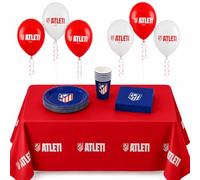 Decoracion Cumpleaños Infantil Atletico de Madrid para 8 Personas - Pack Fiesta Oficial Atleti, Decoracion Futbol para Fiestas Infantiles, Cumpleaños y Eventos (AZUL 35 PIEZAS)