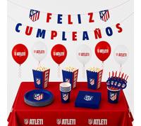 Decoracion Cumpleaños Infantil Atletico de Madrid para 8 Personas - Pack Fiesta Oficial Atleti, Decoracion Futbol para Fiestas Infantiles, Cumpleaños y Eventos (AZUL 51 PIEZAS)
