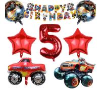 Decoración Cumpleaños Monster Truck 5 Años, Globos para Monster Truck, Suministros de Fiesta Monster Trucks, Decoración Fiesta Monster Trucks para Niños y Niñas, Globos Tema de Carreras