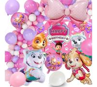 Decoracion Cumpleaños Niñas, Globos Patrulla Perros, Arco de Globos Rosa, Fondo de Fotos Cumpleaños como Adornos para Fiestas de Cumpleaños Infantiles