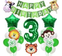 Decoración Cumpleaños Selva 3 Años Decoración Cumpleaños Selva Decoración Cumpleaños Infantil 3 Años Safari Animal Feliz Cumpleaños Decoración 3er Cumpleaños Niño Wild One Safari Banner Decoración Cum