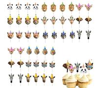 decoración cupcakes safari animales 48 piezas toppers papel colores vivos fiesta cumpleaños selva accesorios pastel multicolor fiesta temática