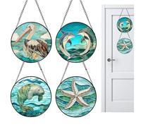 Decoración de , 4 piezas, acrílico, 6,3 en ventana, Suncatcher Colorful Hanging Decoration, Bright Sun Catcher Art for Mom Lady Grandma Man Birthday Door Garden Tree Car Balcony Home