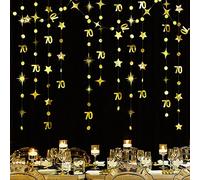 Decoración de 70 cumpleaños con número 70 Círculo Dot Twinkle Star Garland metálica colgante Streamer Bunting Banner para setenta aniversario, mujeres y hombres, suministros de fiesta de cumpleaños
