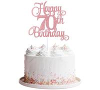 Decoración de 70 cumpleaños de papel, decoración para 70 cumpleaños, mujer hombre, oro rosa, decoración para tartas Happy 70th Birthday, fiesta de aniversario, decoración de tartas, accesorios