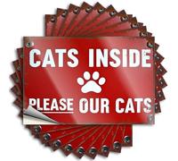 Decoración de accesorios de cocina con cita | Gatos de ventana retro en el interior, por favor, nuestros gatos para arena (8 x 12 cm)