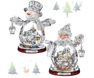 Decoración de acrílico de Navidad, Adornos Colgantes navideños,2PCS Papá Noel, Colgante de árbol de Navidad, decoración de muñeco de Nieve,Adornos para árbol de Navidad-Unos 8 cm