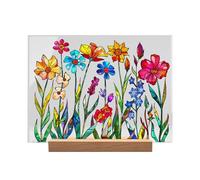 Decoración de acrílico floral pintado, cristal de imitación con patrón de flores acrílicas | Creativo atrapasueños florales pintado - Centro de mesa floral translúcido hecho a mano para sala de estar