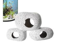 Decoración de acuario de cueva de camarones, cueva de arcilla porosa natural, escondites que ocultan el descanso betta, realista con múltiples agujeros para criar y descansar, entornos de agua dulce